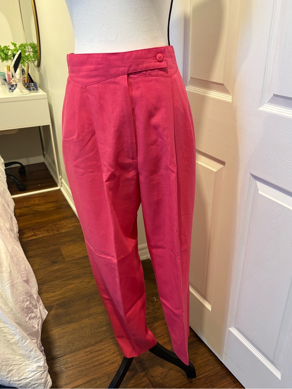 Vintage Hot Pink High Rise Pleated Trousers Pants Women’s 12 Braemar